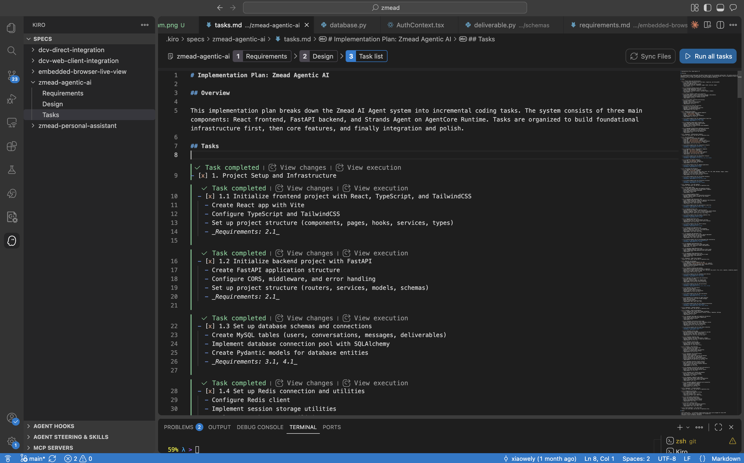 Kiro auto-generated incremental task list